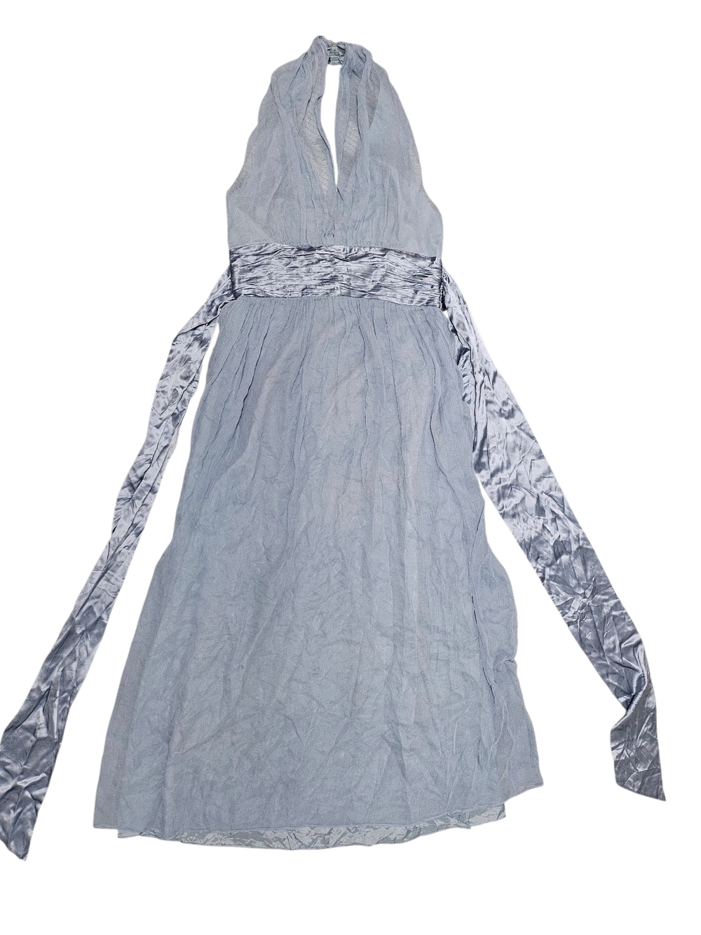 Maggy London Pale Blue Silk Halter Dress